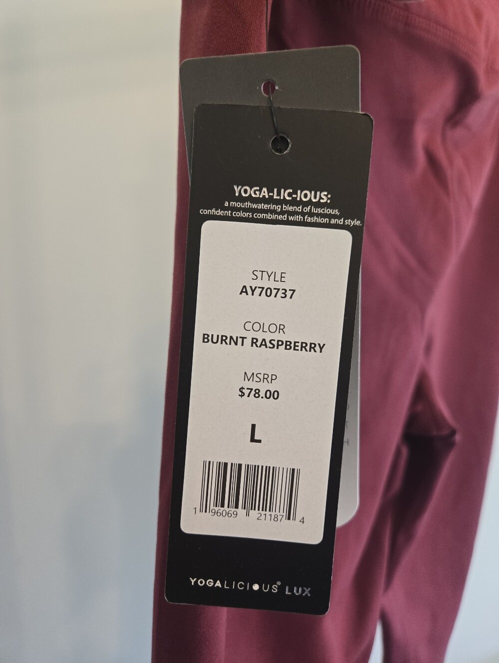 Yogalicious Lux High Waisted Leggings Burnt Raspberry NWT Size Large Women - Picture 4 of 5